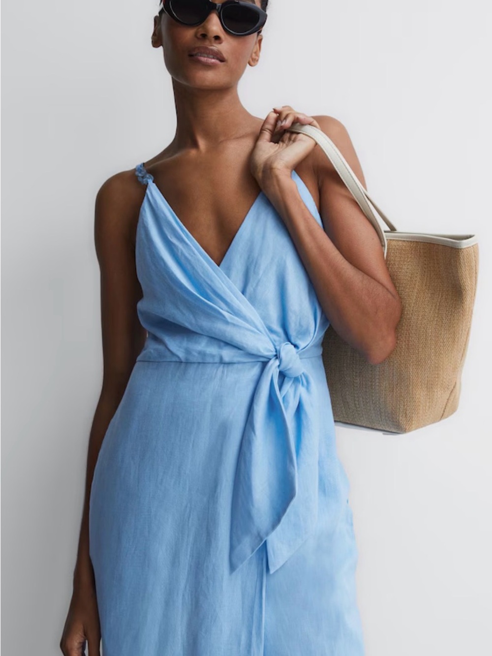 NWT Reiss Esme Linen Wrap-Tie Dress